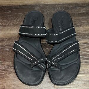 Skechers Black Rhinestone Sandals Dress Casual